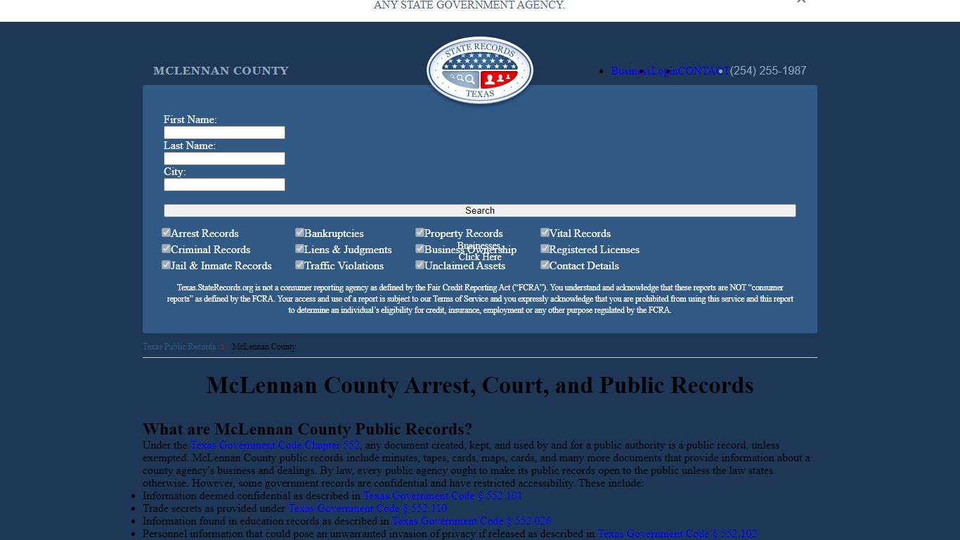 McLennan County Arrest, Court, and Public Records